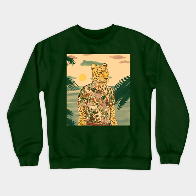 leopard in a hawaiian shirt Crewneck Sweatshirt by Mimie20